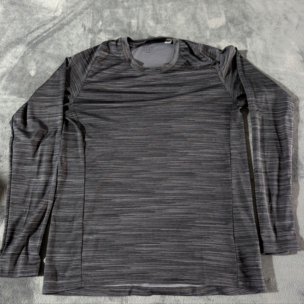 Adidas Charcoal Striped Long Sleeve Top
